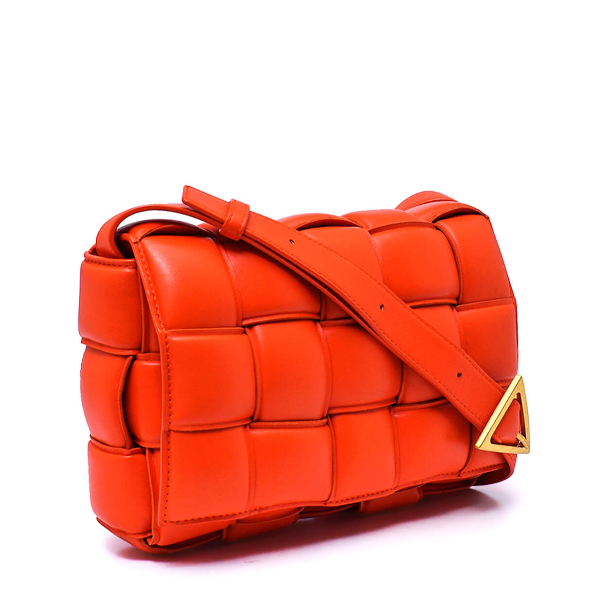 Bottega Veneta-Orange Leather Padded Cassette Crossbody Bag